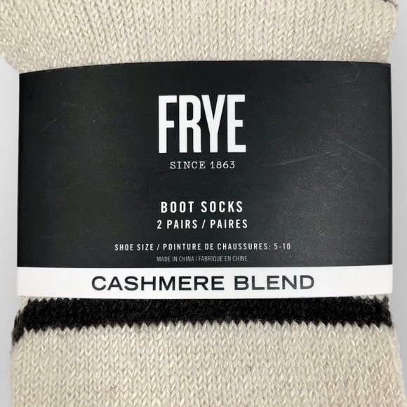 Frye Cashmere Blend Boot Socks Womens Size 5-10 US 2 Pack Ivory Dark Brown - Picture 2 of 5